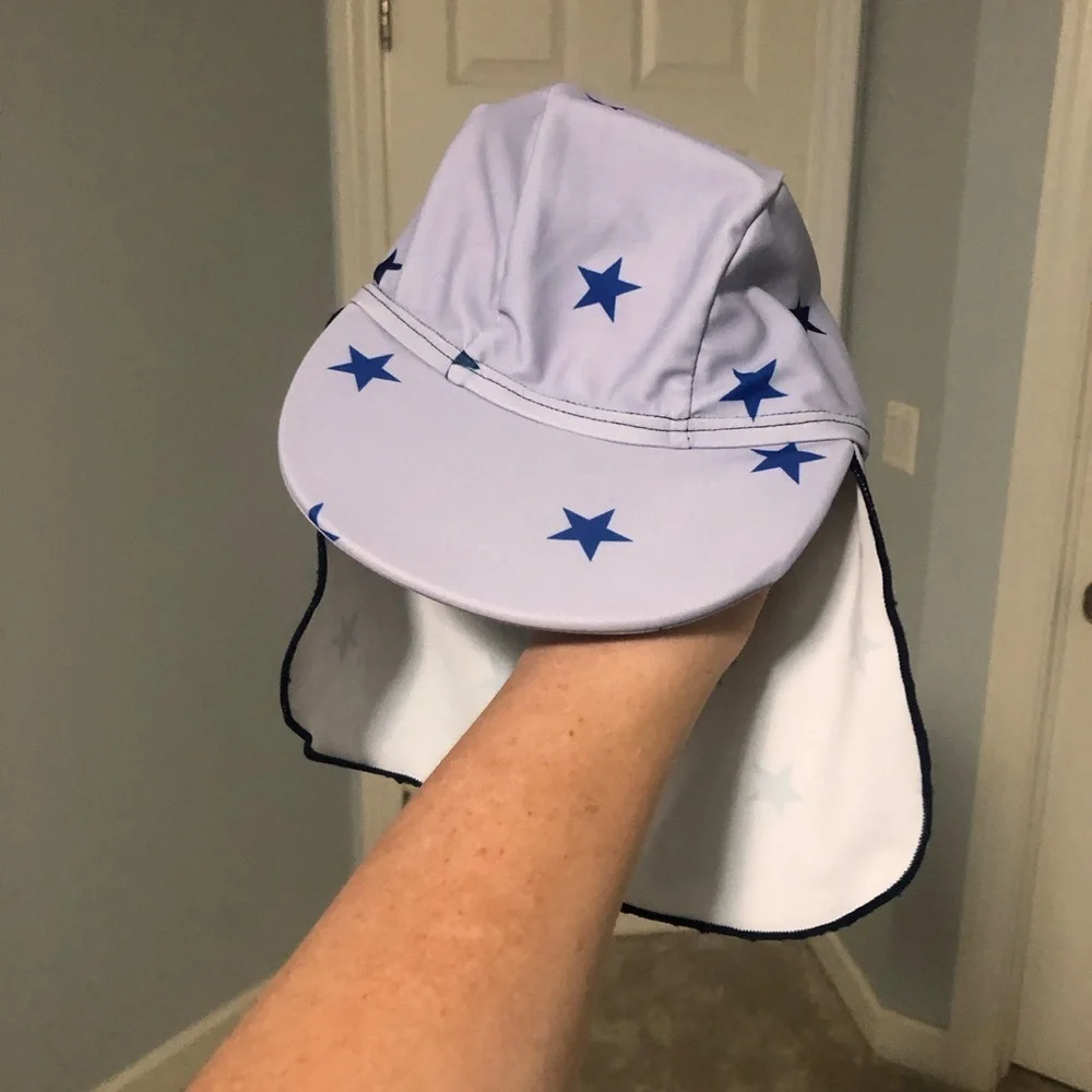 Bonverano Neck Covering Baby Swim Hat Blue Stars Sz S
